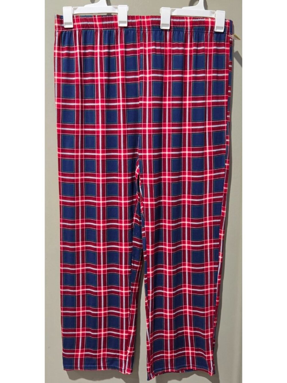 Pajama Pants Men's XXLT Big & Tall Size Blue Tartan Plaid Smooth Poly Blend NWOT